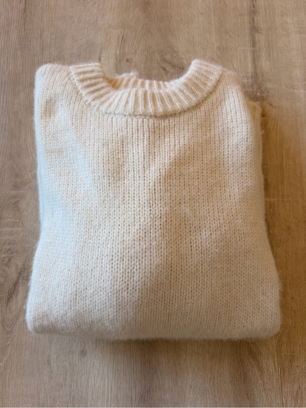 Jenni Kayne Cream Alpaca and Wool Crewneck Sweater-SMALL